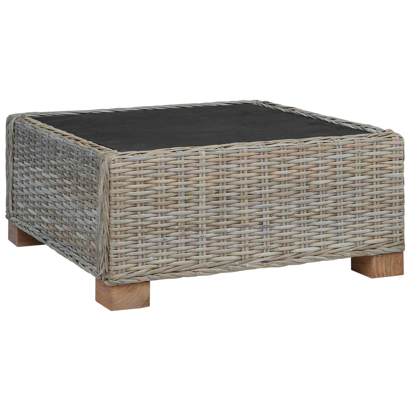 Fodstøtte med Pude GENDT Naturlig rattan Kubu Grå