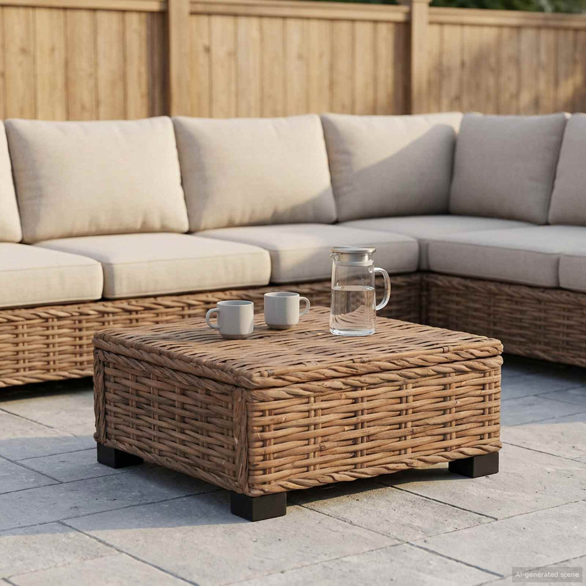 Sofabord GENDT Naturlig rattan Naturfarvet 67 x 60 x 30 cm