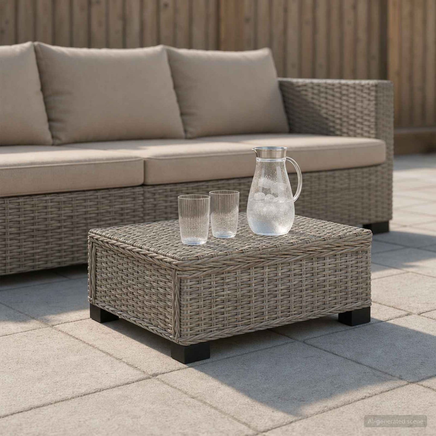 Sofabord GENDT Naturlig rattan Kubu Grå 67 x 60 x 30 cm