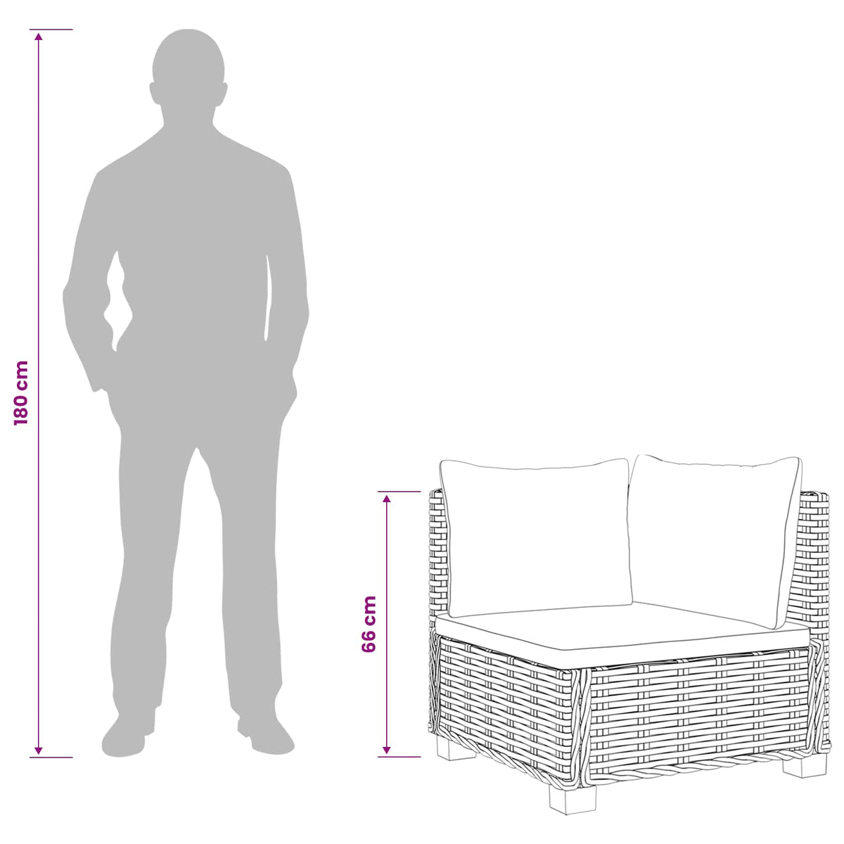 2 stk. Rattan Lounge Sæt med Puder GENDT Naturlig rattan