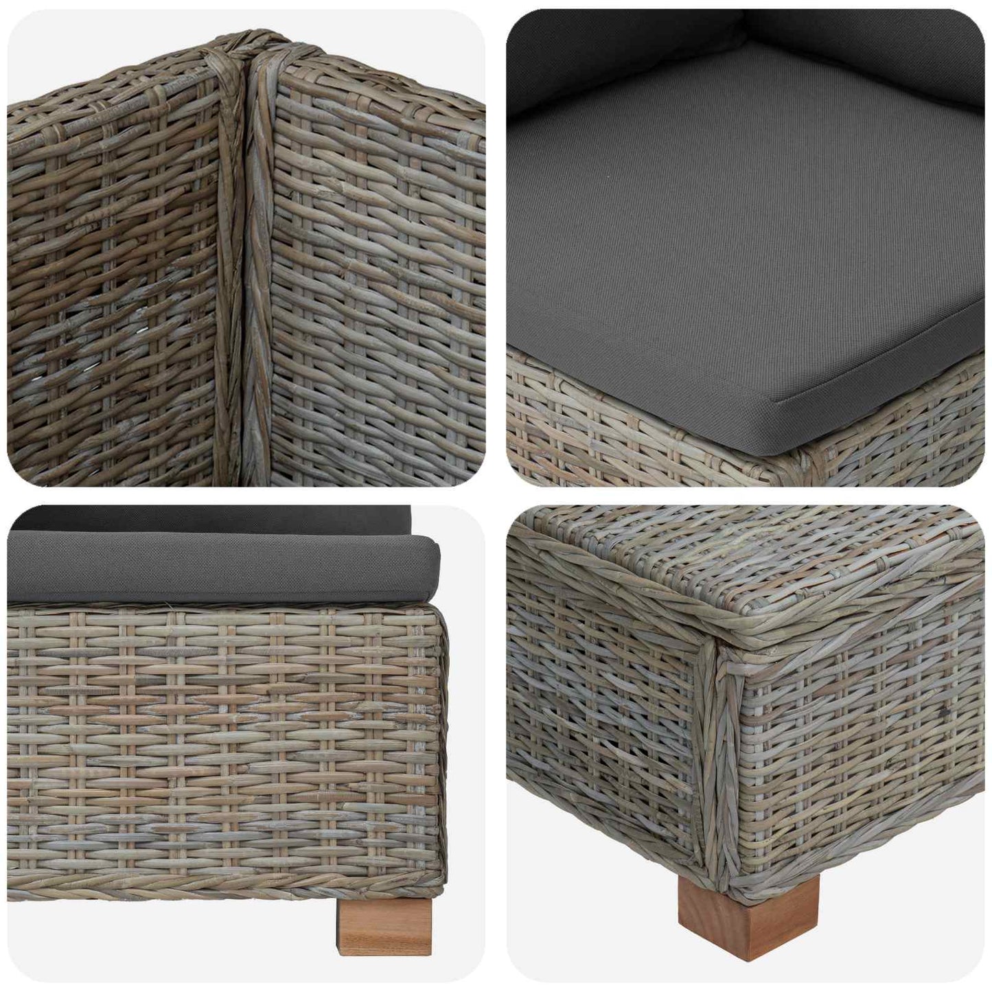 2 stk. Rattan Lounge Sæt med Puder GENDT Naturlig rattan