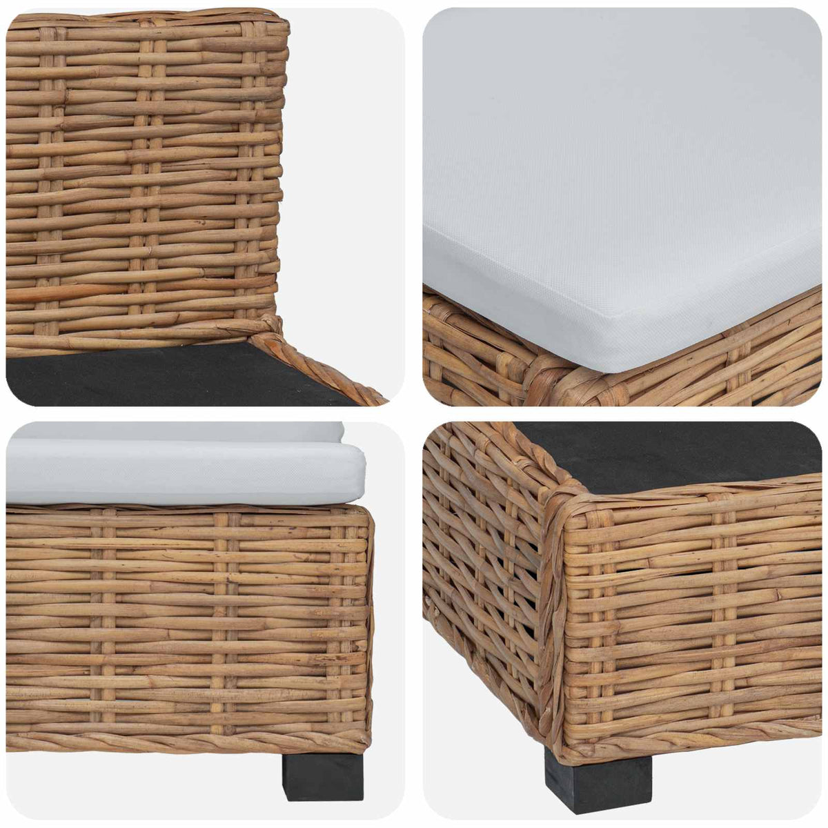 2 stk. Rattan Lounge Sæt med Puder GENDT Naturlig rattan
