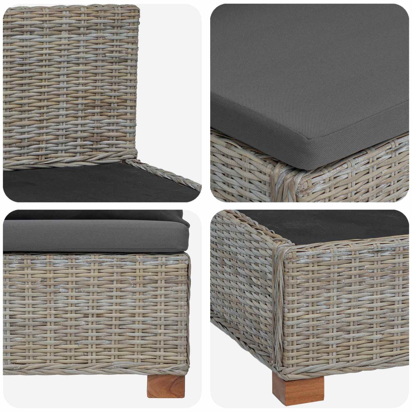 2 stk. Rattan Lounge Sæt med Puder GENDT Naturlig rattan