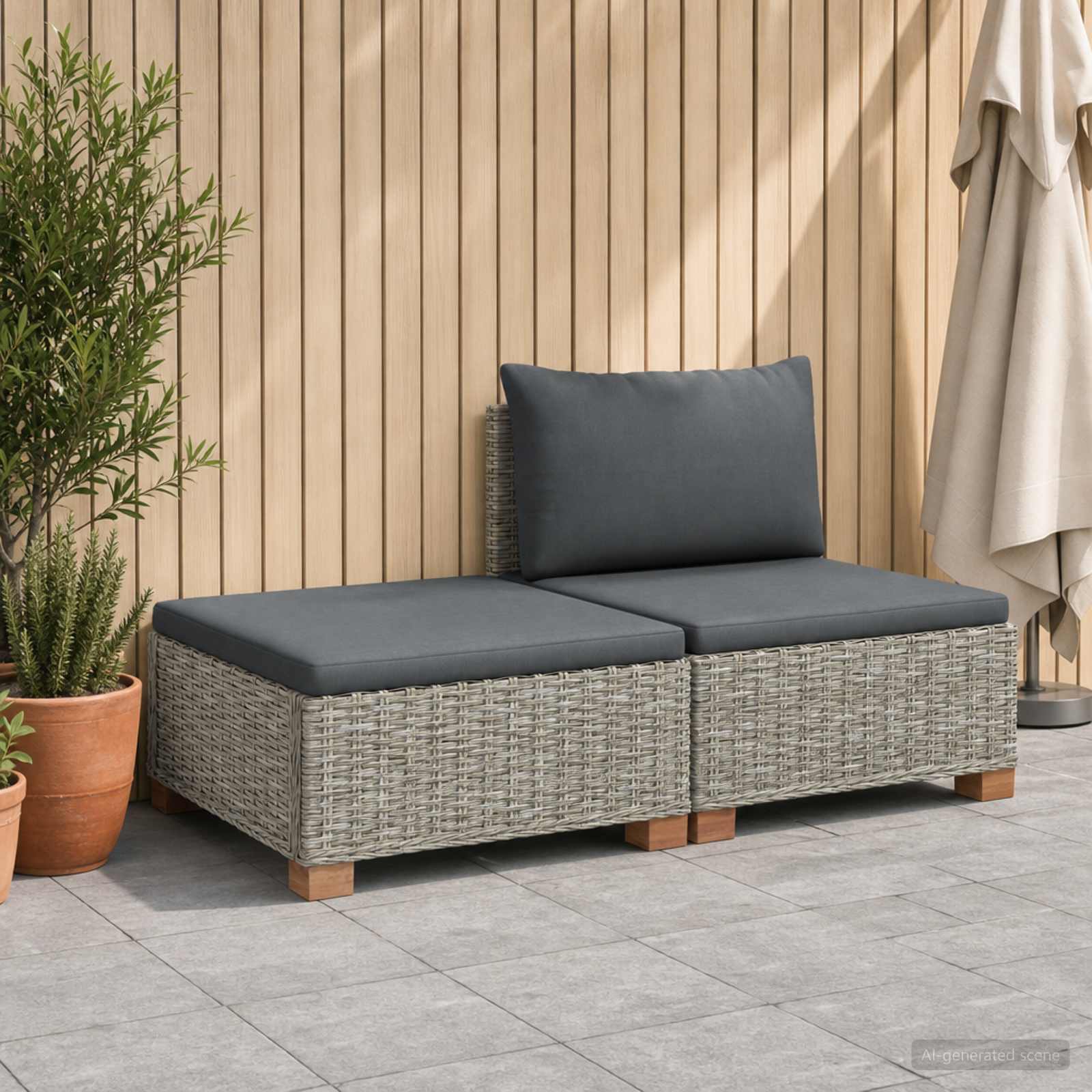 vidaXL 2 stk. Rattan Lounge Sæt med Puder GENDT Naturlig rattan
