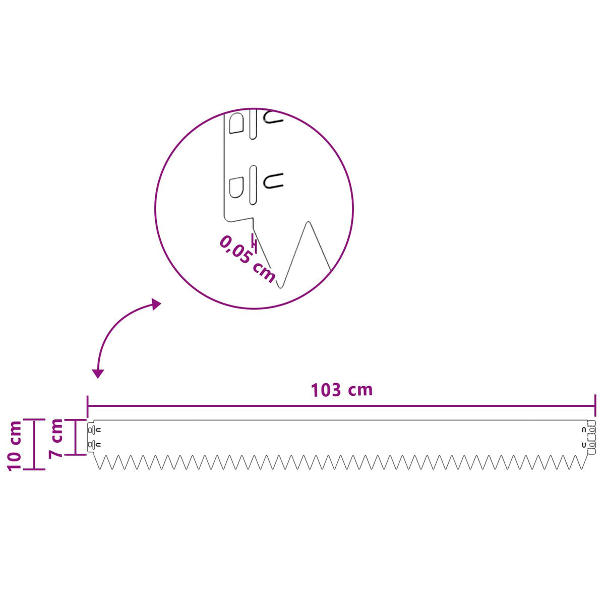 Plænekant 10 stk. 103 x 10 cm Stål Hvid