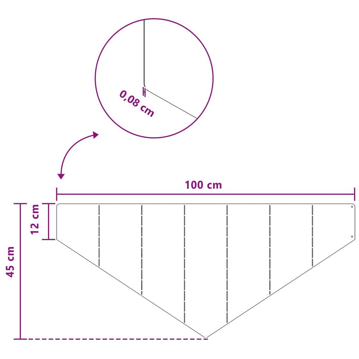 Plænekant 100 x 45 cm Stål Sort