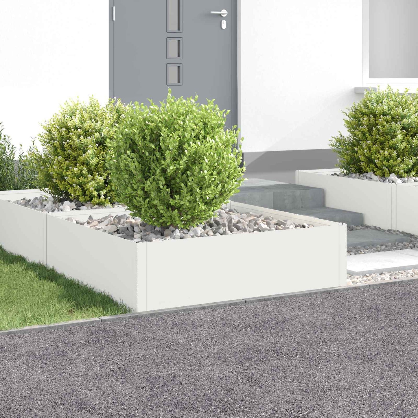 Plænekant 4 stk. 100 x 100 x 35 cm Stål Hvid