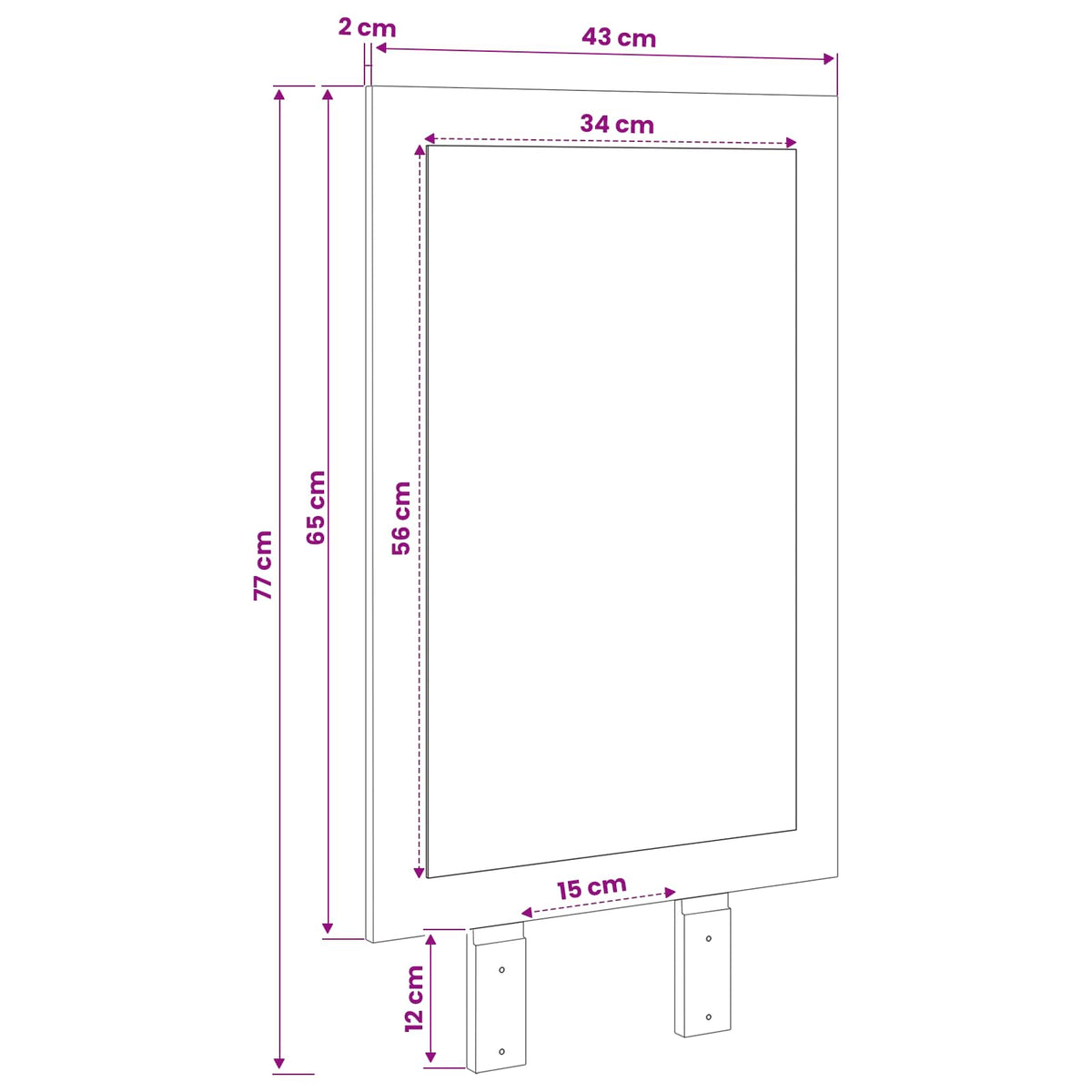 Spejl FAUSKE Hvid 43 x 3,5 x 77 cm Rektangulær