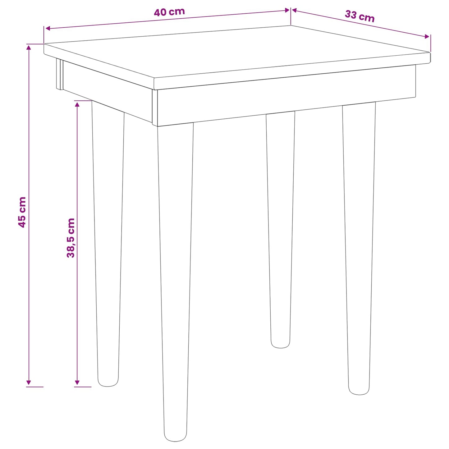 Makeupbord stol FAUSKE Hvid 40 x 33 x 45 cm Massivt fyrretræ