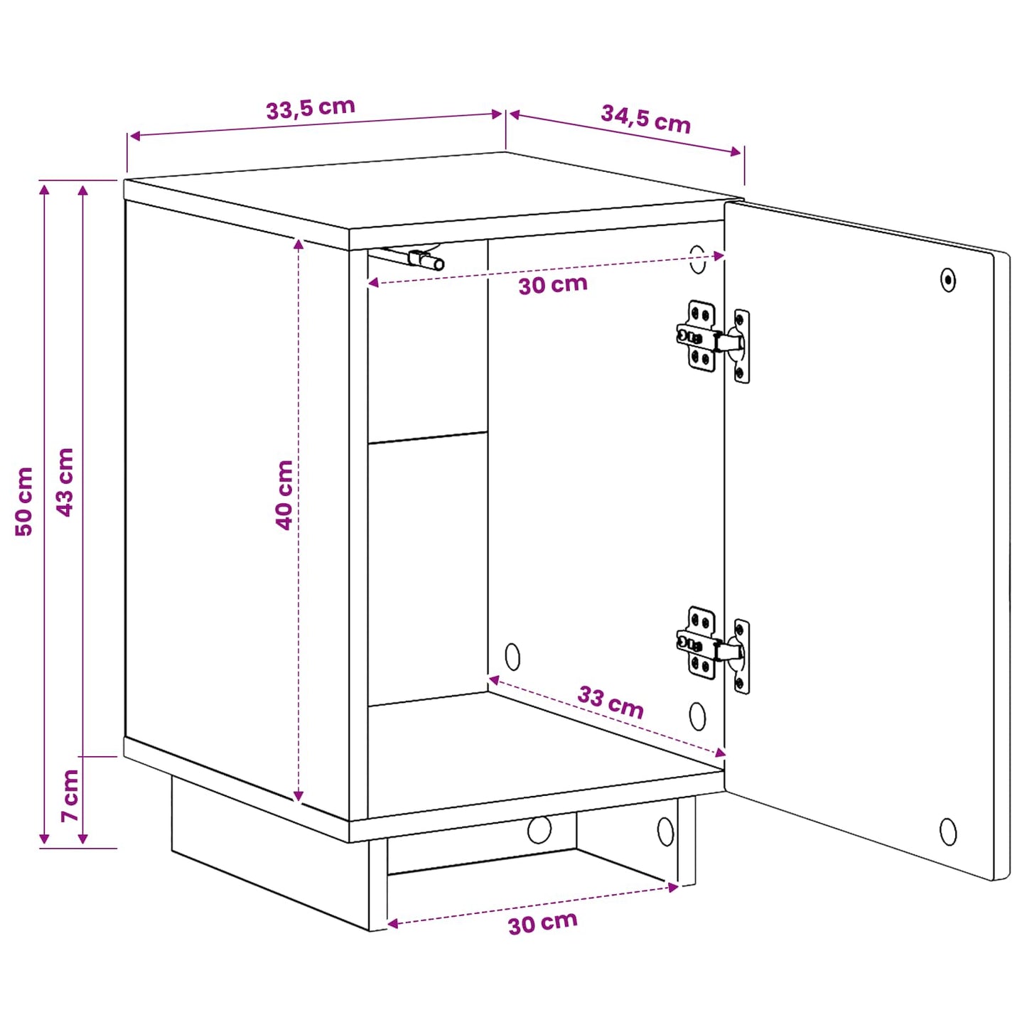 Natskab Hvid højglans 33,5 x 34,5 x 50 cm Konstrueret træ