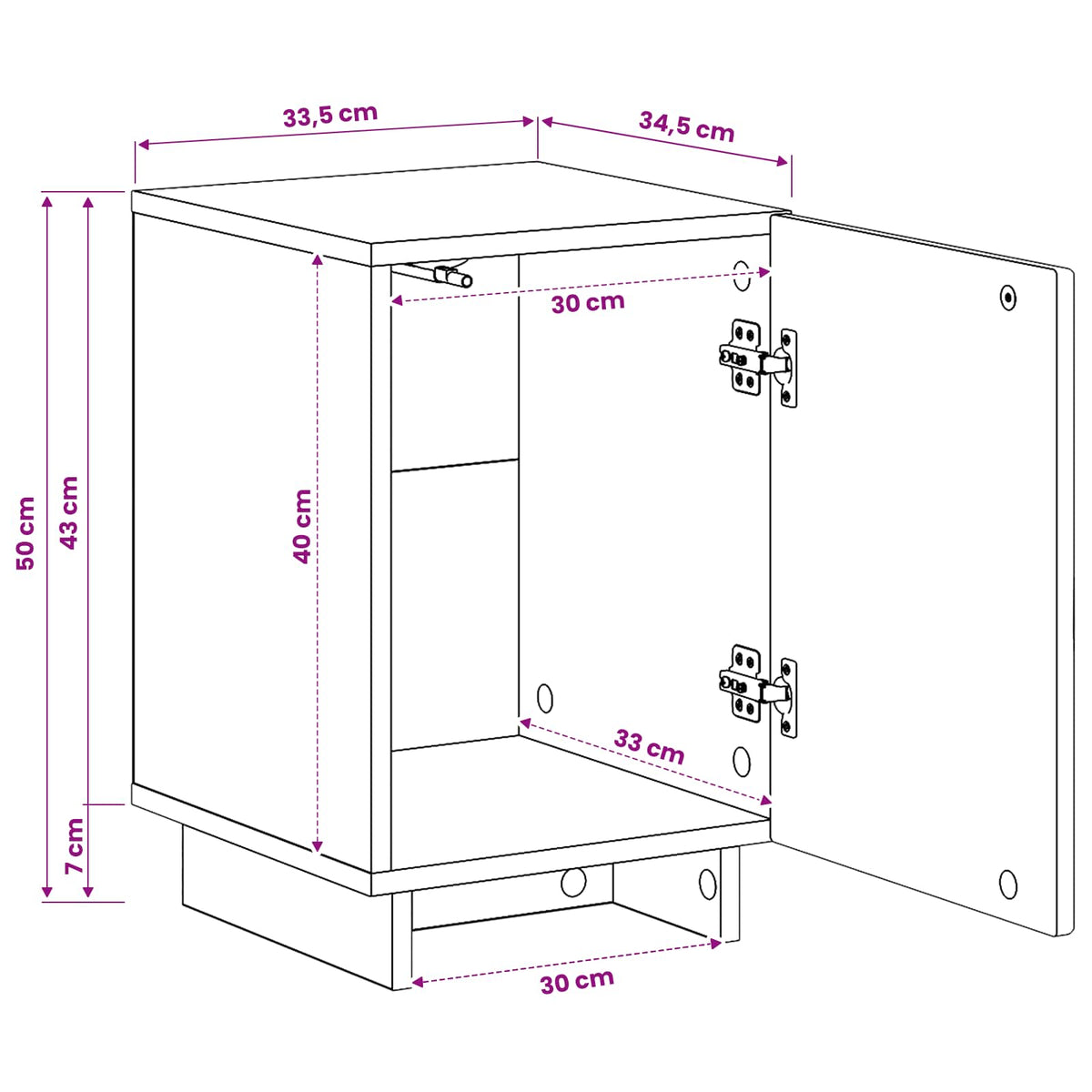 Natskab Røget eg 33,5 x 34,5 x 50 cm Konstrueret træ