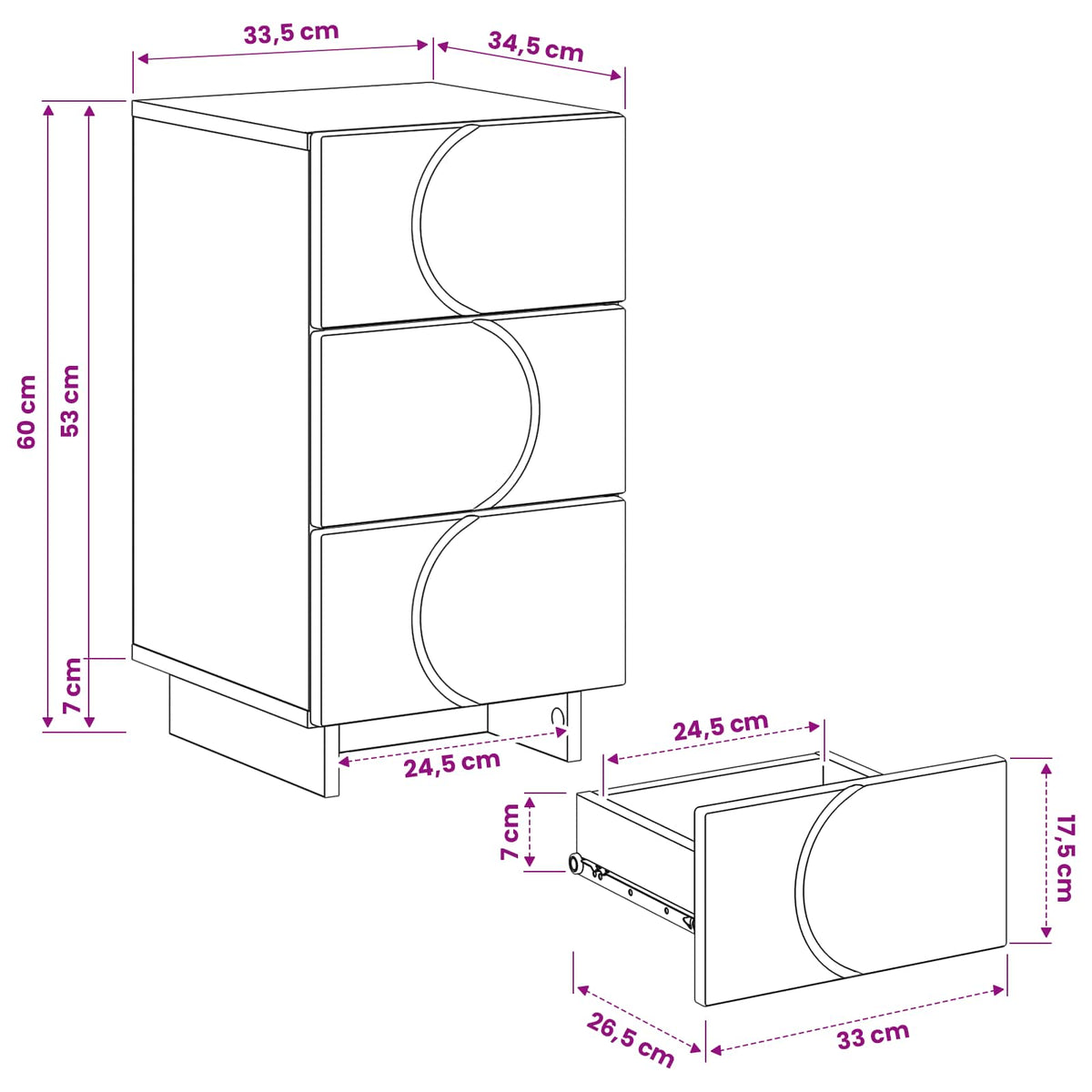 Natskab 2 stk. Sonoma-eg 33,5 x 34,5 x 60 cm Konstrueret træ