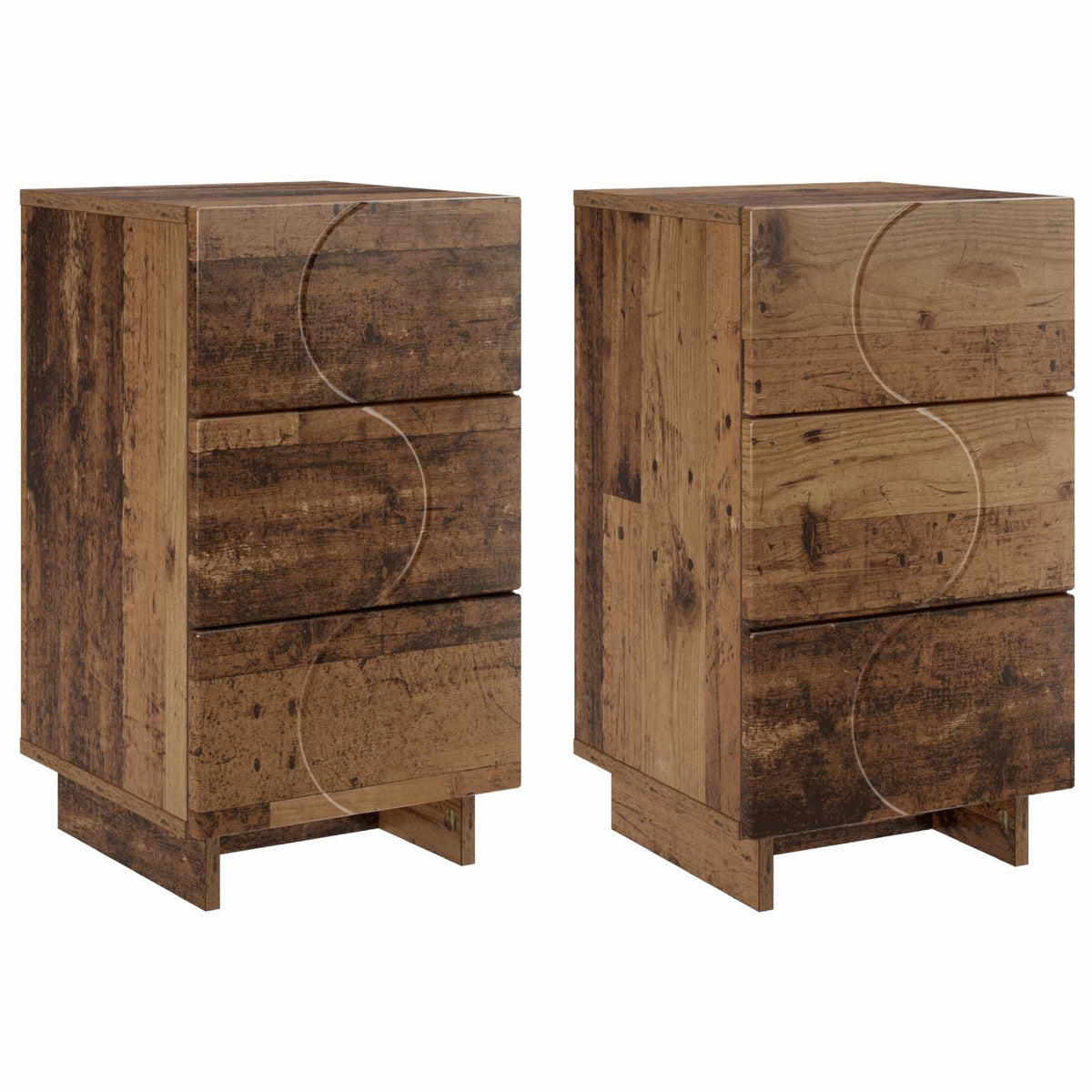 Natskab 2 stk. Gammelt træ 33,5 x 34,5 x 60 cm Konstrueret træ