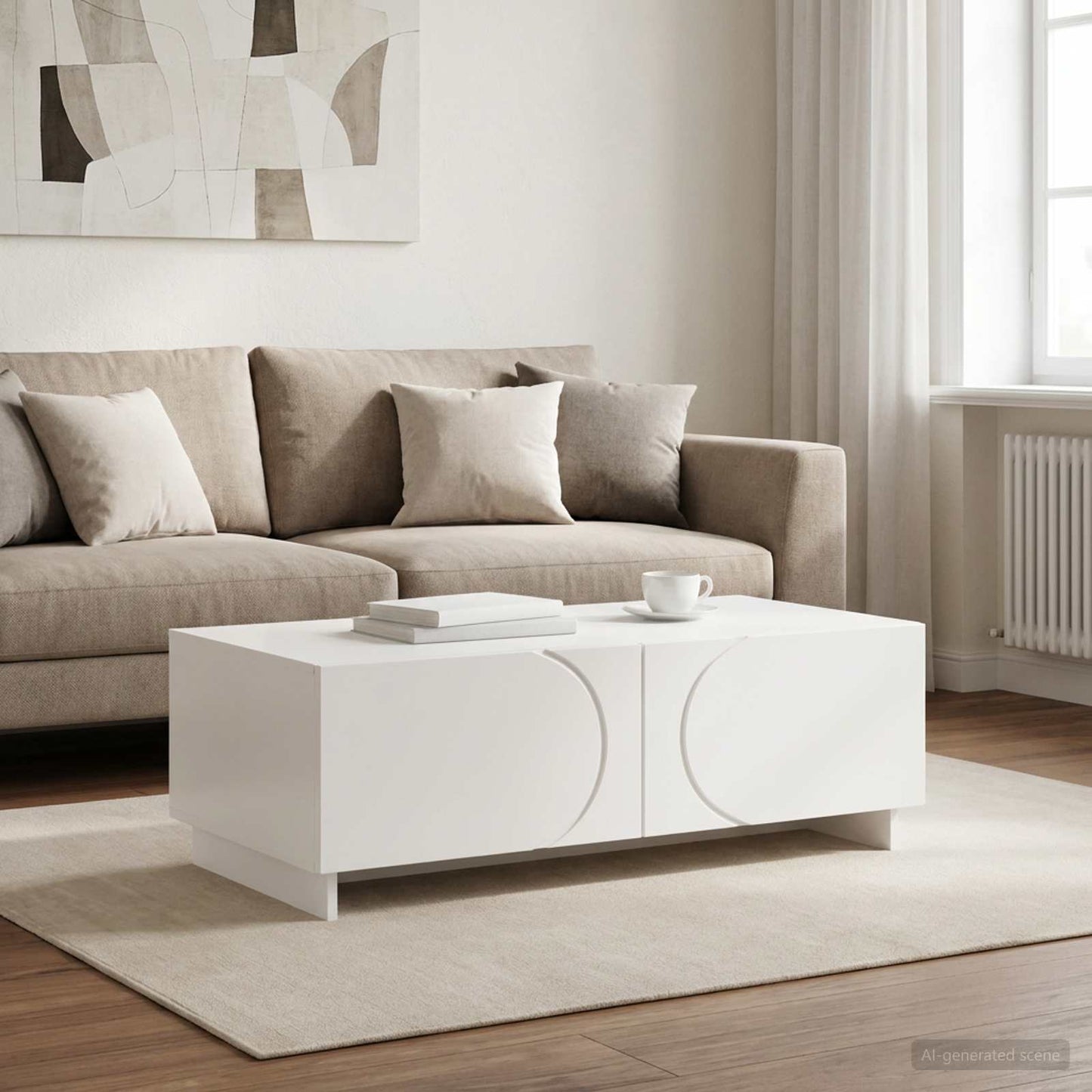 Sofabord Hvid 102 x 50,5 x 35 cm Konstrueret træ