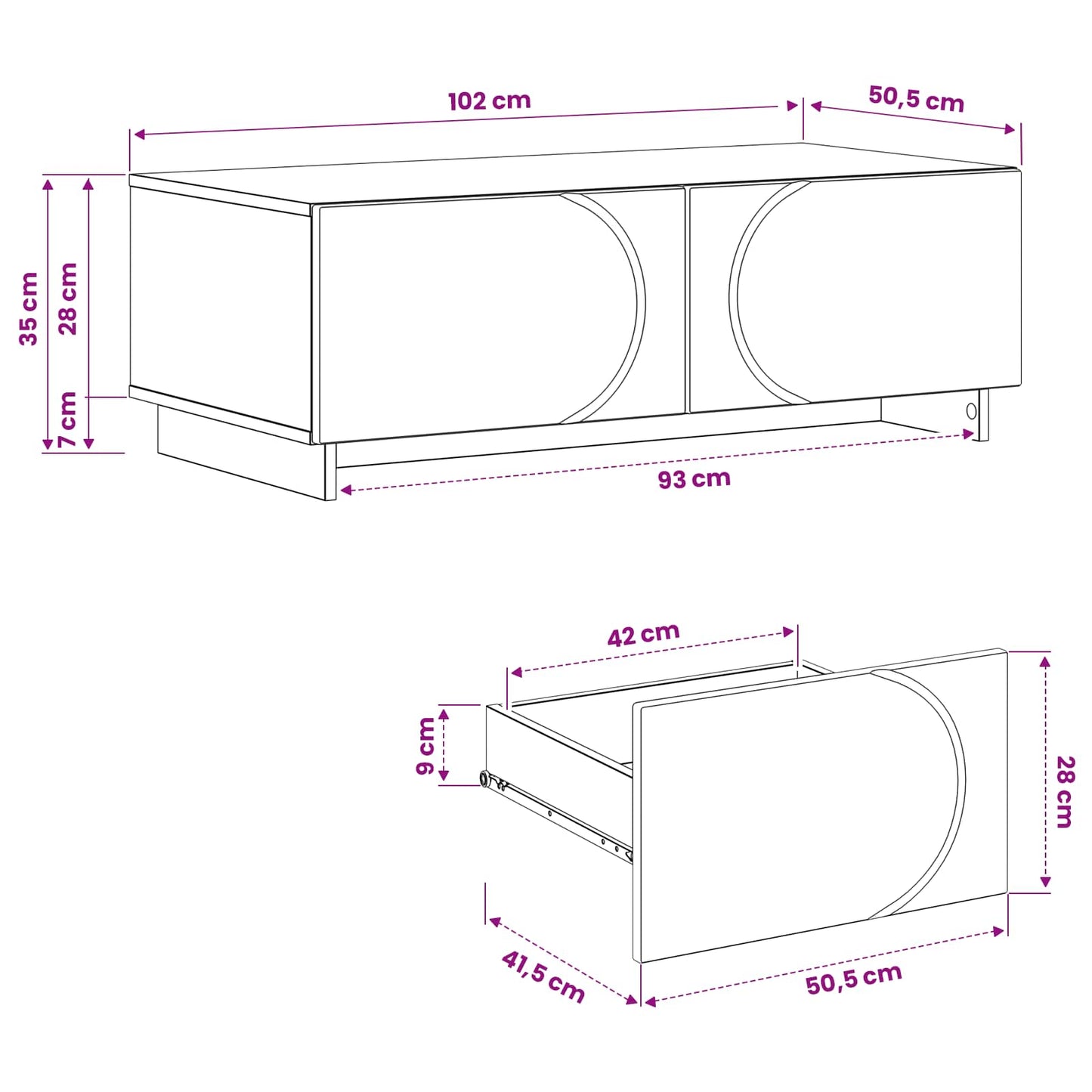 Sofabord Artisan-eg 102 x 50,5 x 35 cm Konstrueret træ