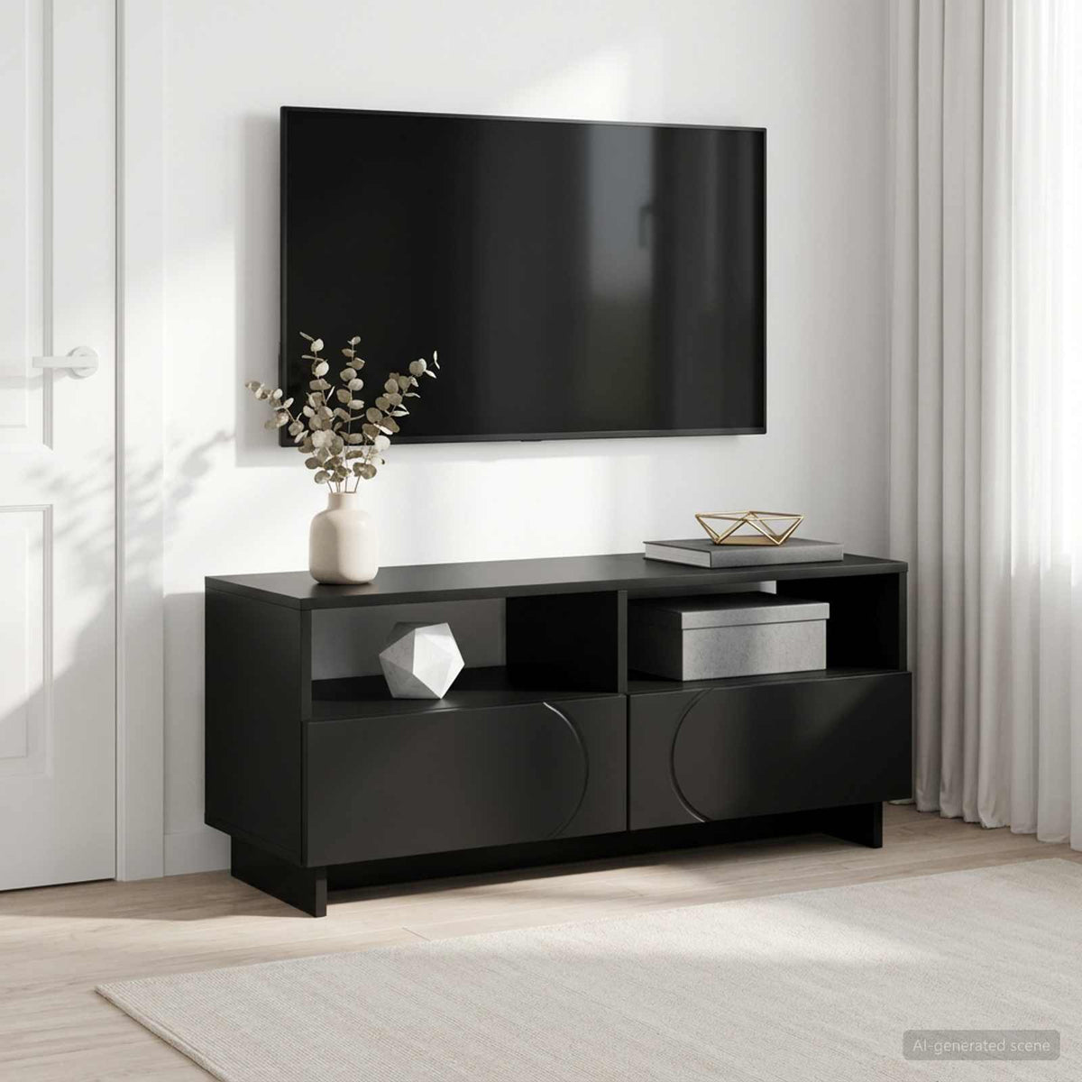 TV-bord 90 x 34.5 x 40 cm Sort Konstrueret træ