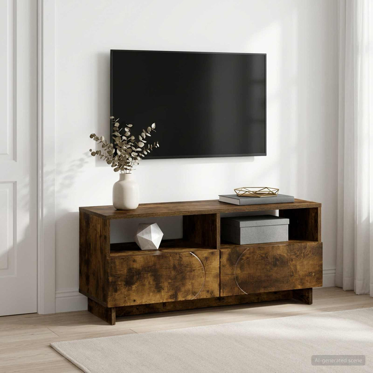 TV-bord 90 x 34,5 x 40 cm Røget eg Konstrueret træ