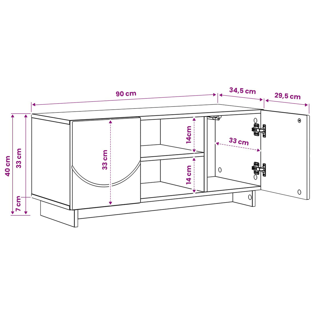 TV-bord 90 x 34.5 x 40 cm Hvid Konstrueret træ