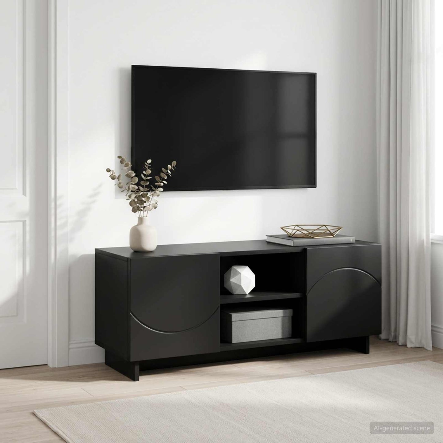 TV-bord 90 x 34.5 x 40 cm Sort Konstrueret træ