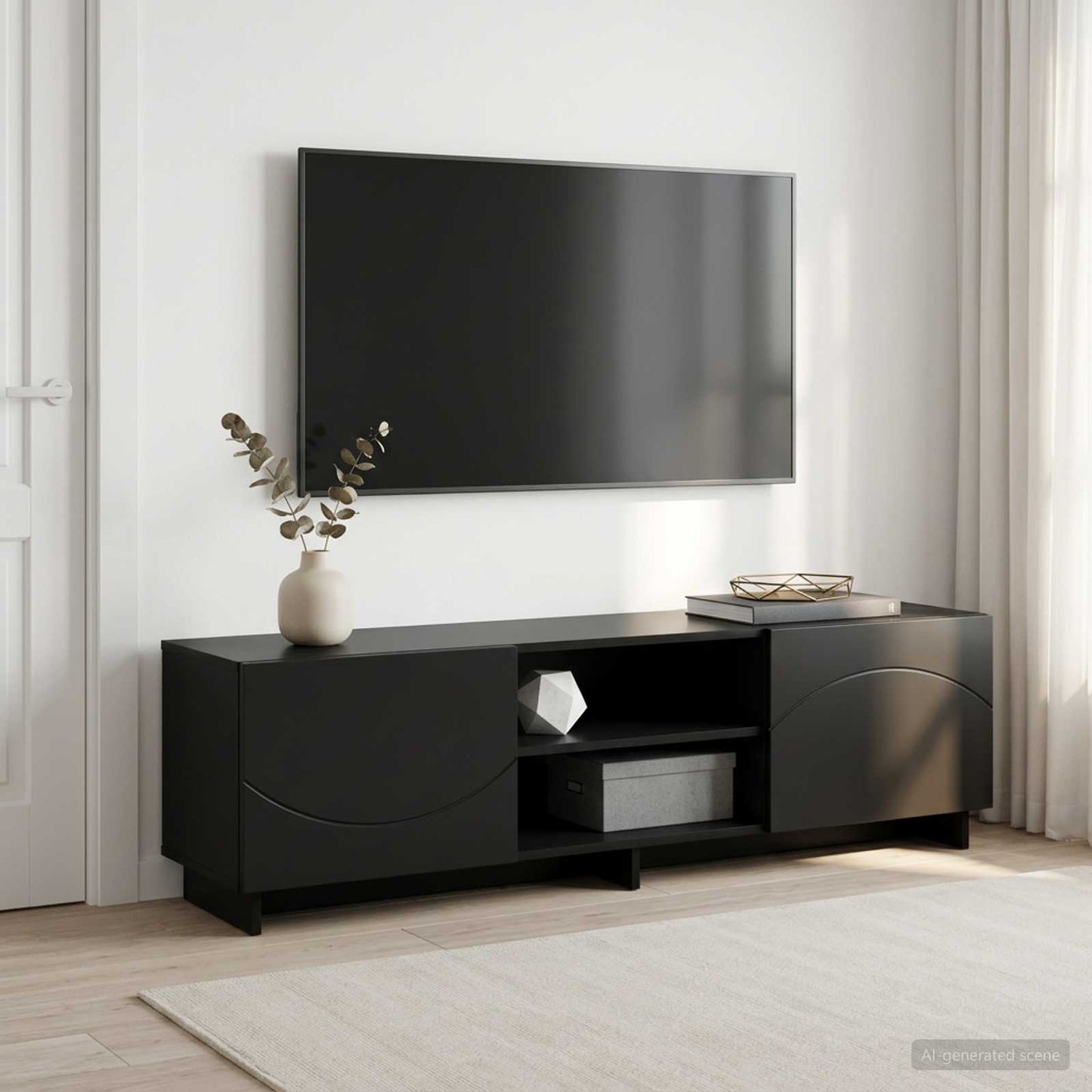 TV-bord 140 x 34,5 x 40 cm Sort Konstrueret træ