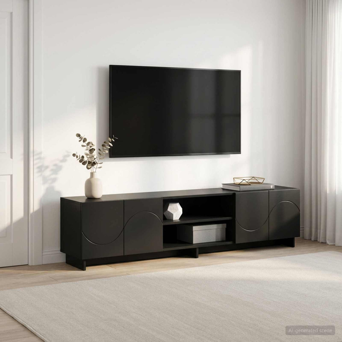 TV-bord 180 x 34,5 x 40 cm Sort Konstrueret træ