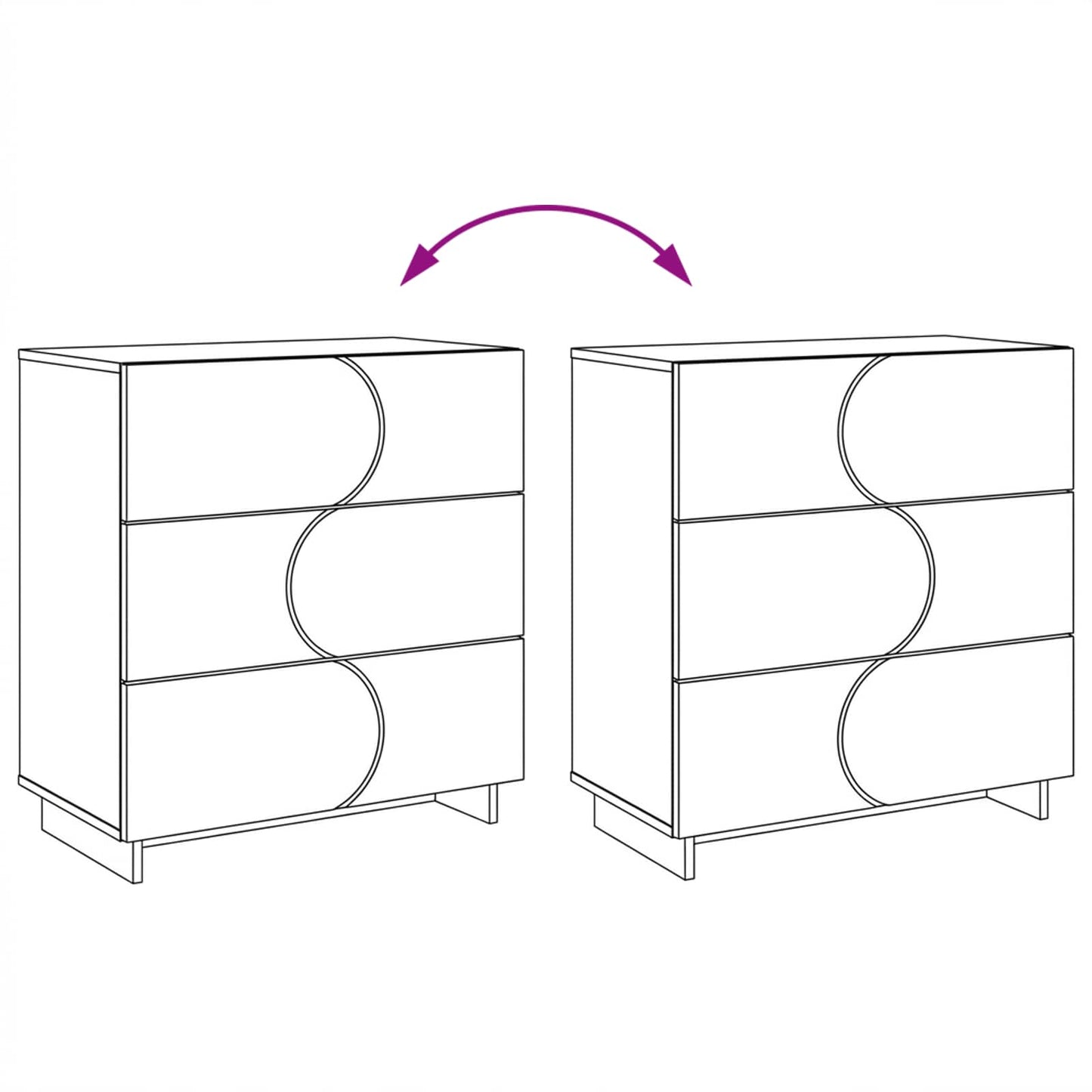 Skænk Hvid 70 x 38 x 75 cm Konstrueret træ