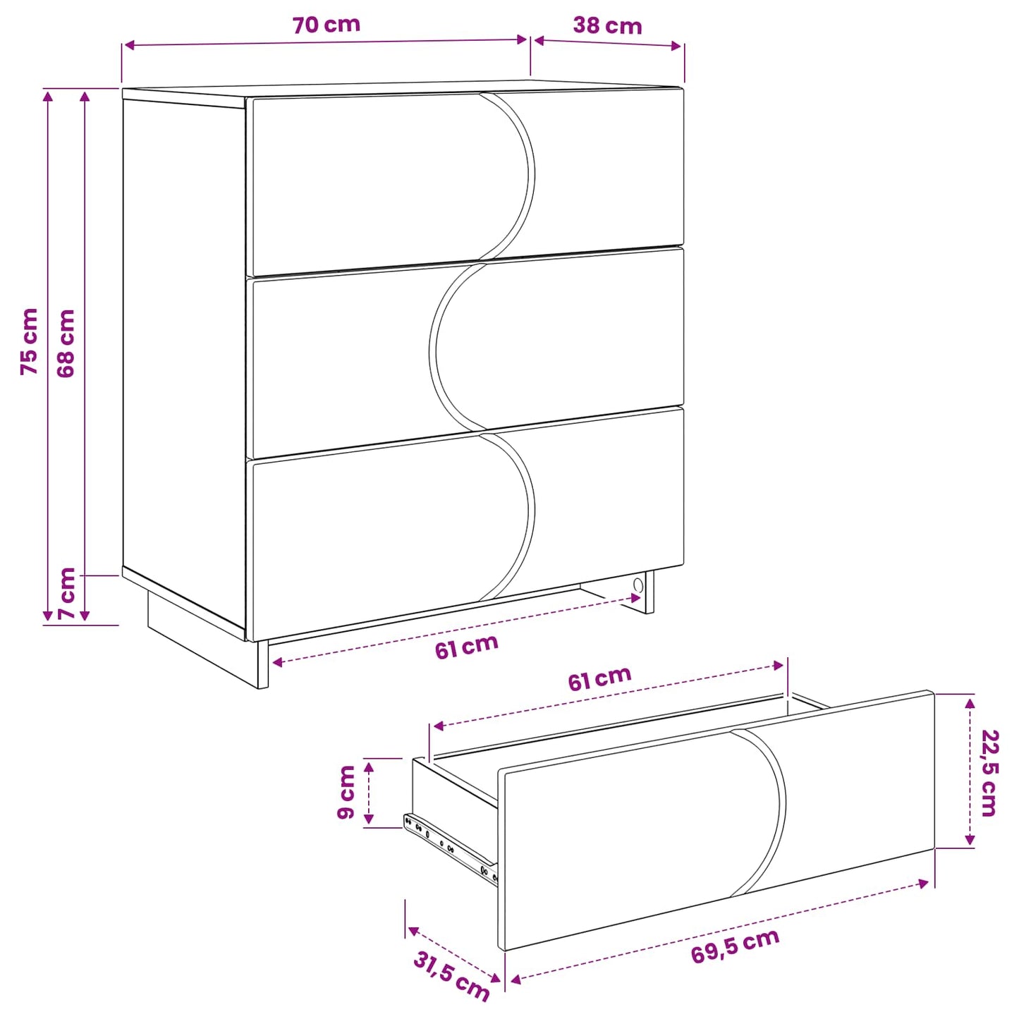 Skænk Gammelt træ 70 x 38 x 75 cm Konstrueret træ