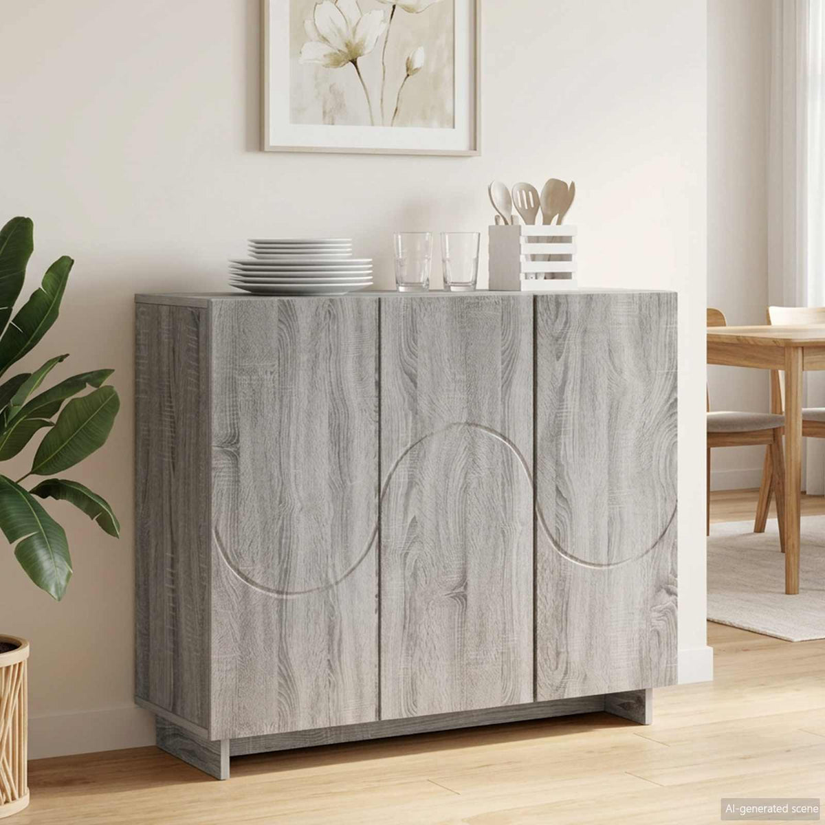 Sideboard Grå Sonoma 85.5 x 31 x 75 cm Konstrueret træ