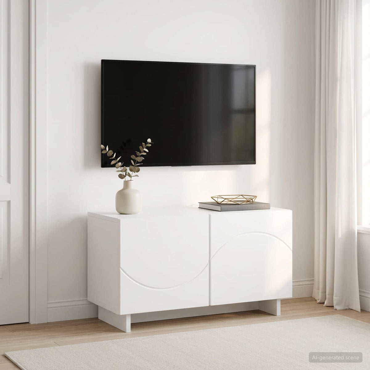 TV-bord 60 x 34.5 x 40 cm Hvid Konstrueret træ