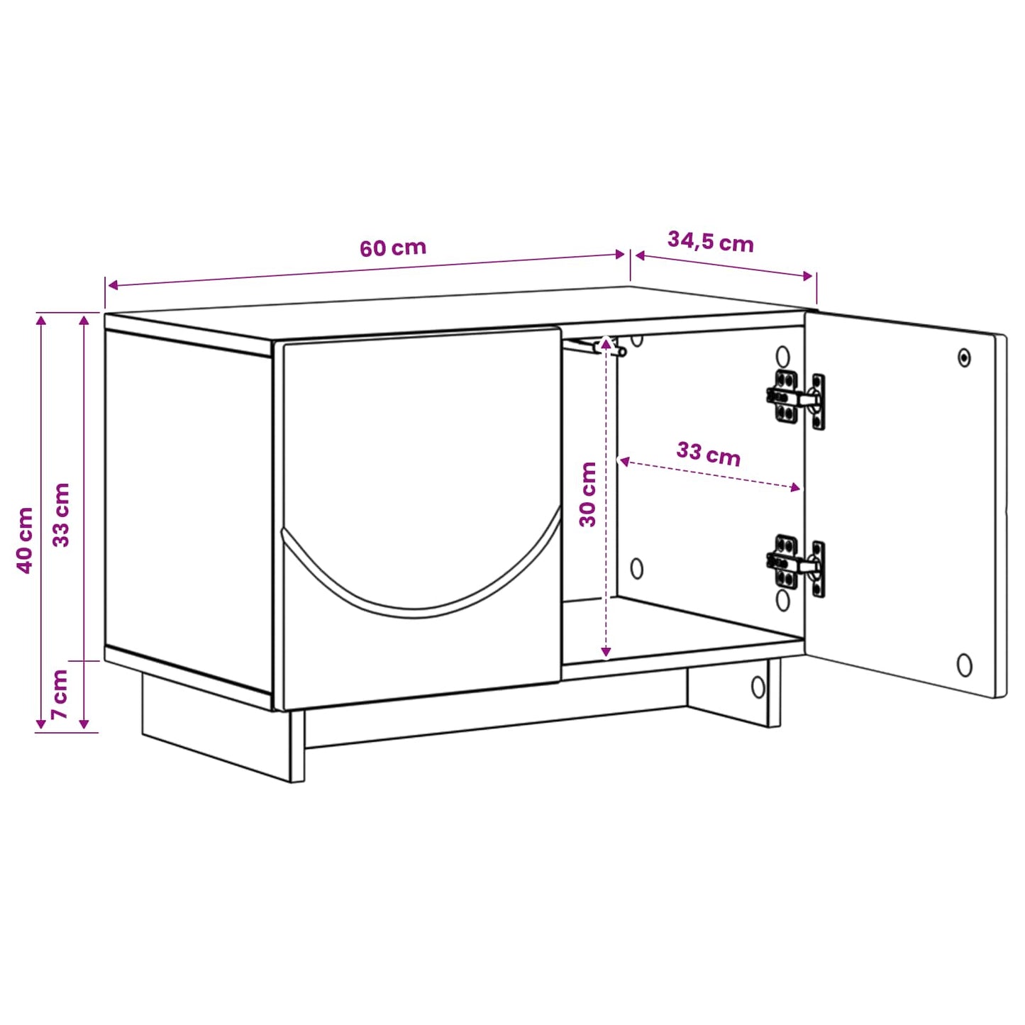 TV-bord 60 x 34.5 x 40 cm Betongrå Konstrueret træ