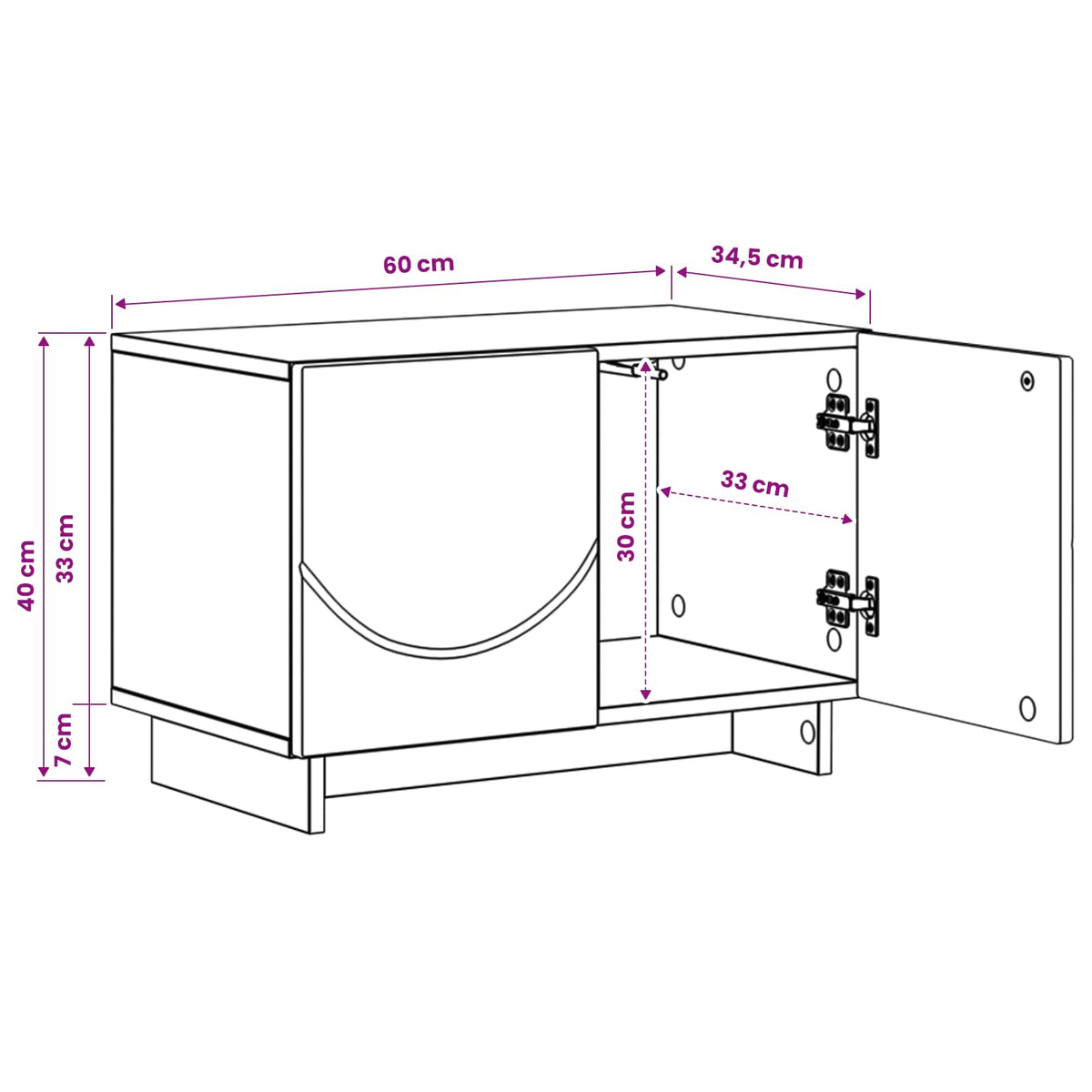 TV-bord 60 x 34.5 x 40 cm Grå Sonoma Konstrueret træ