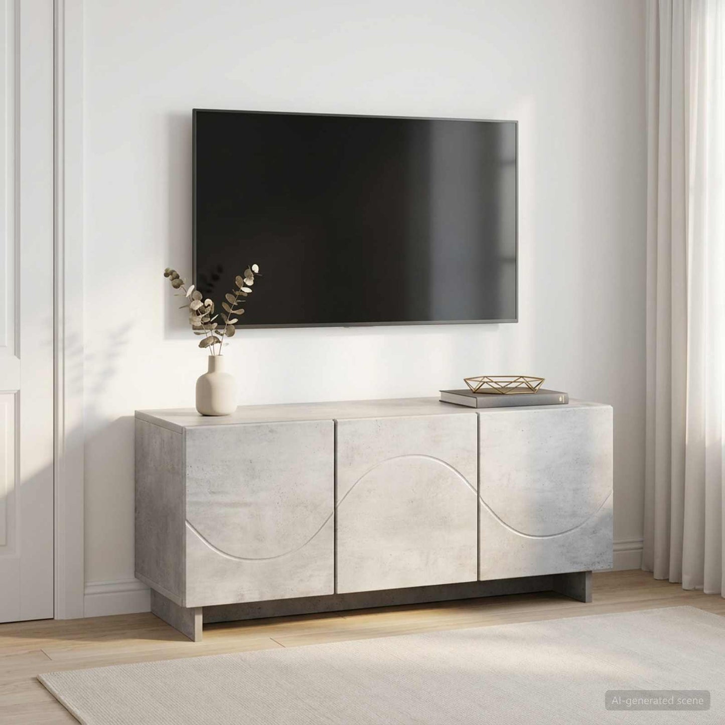TV-bord 90 x 34.5 x 40 cm Betongrå Konstrueret træ