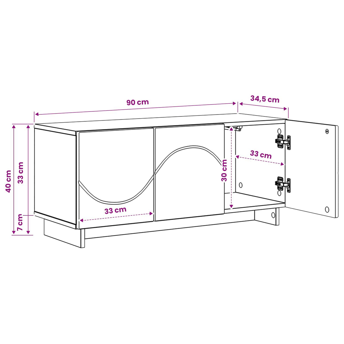 TV-bord 90 x 34.5 x 40 cm Gammelt træ Konstrueret træ