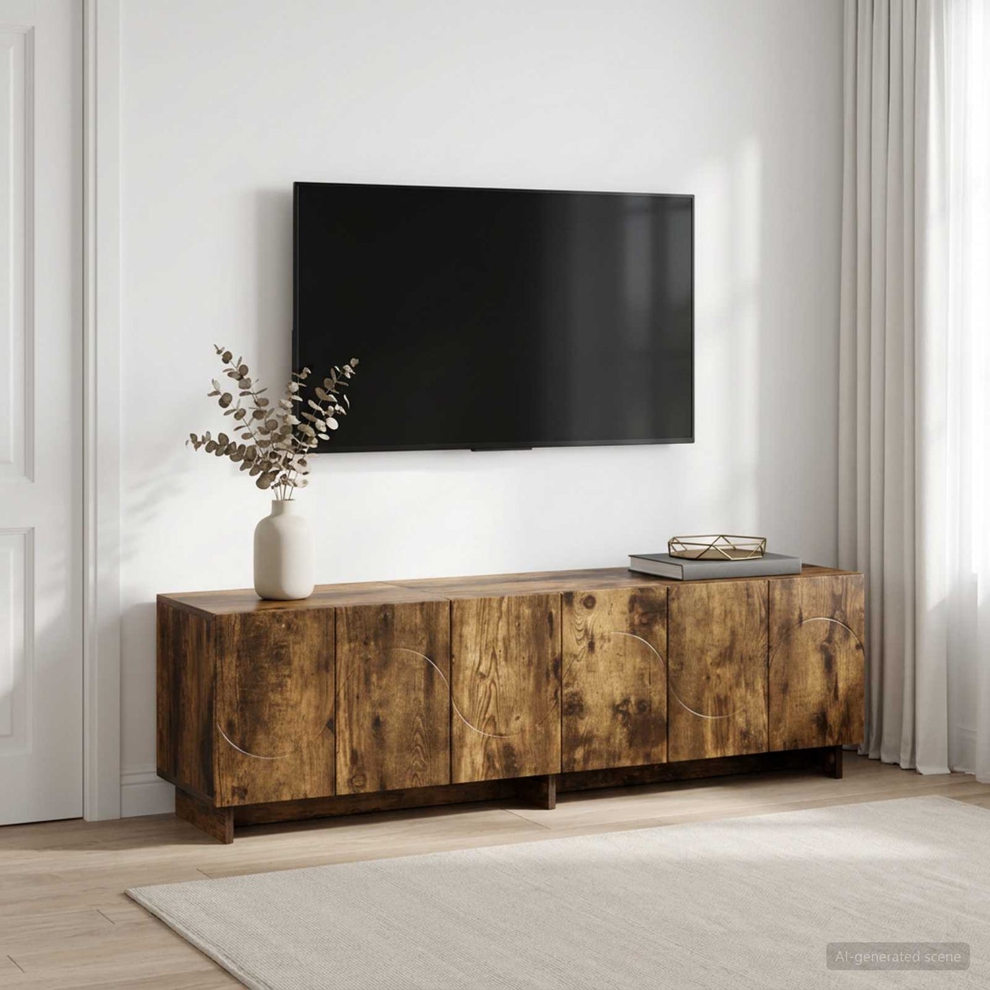 TV-bord 140 x 34.5 x 40 cm Røget eg Konstrueret træ