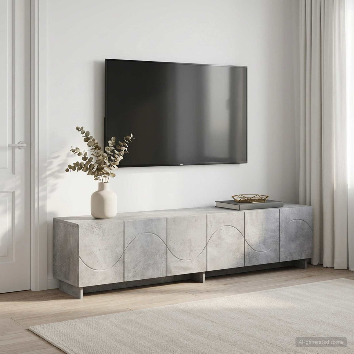 TV-bord 180 x 34,5 x 40 cm Betongrå Konstrueret træ