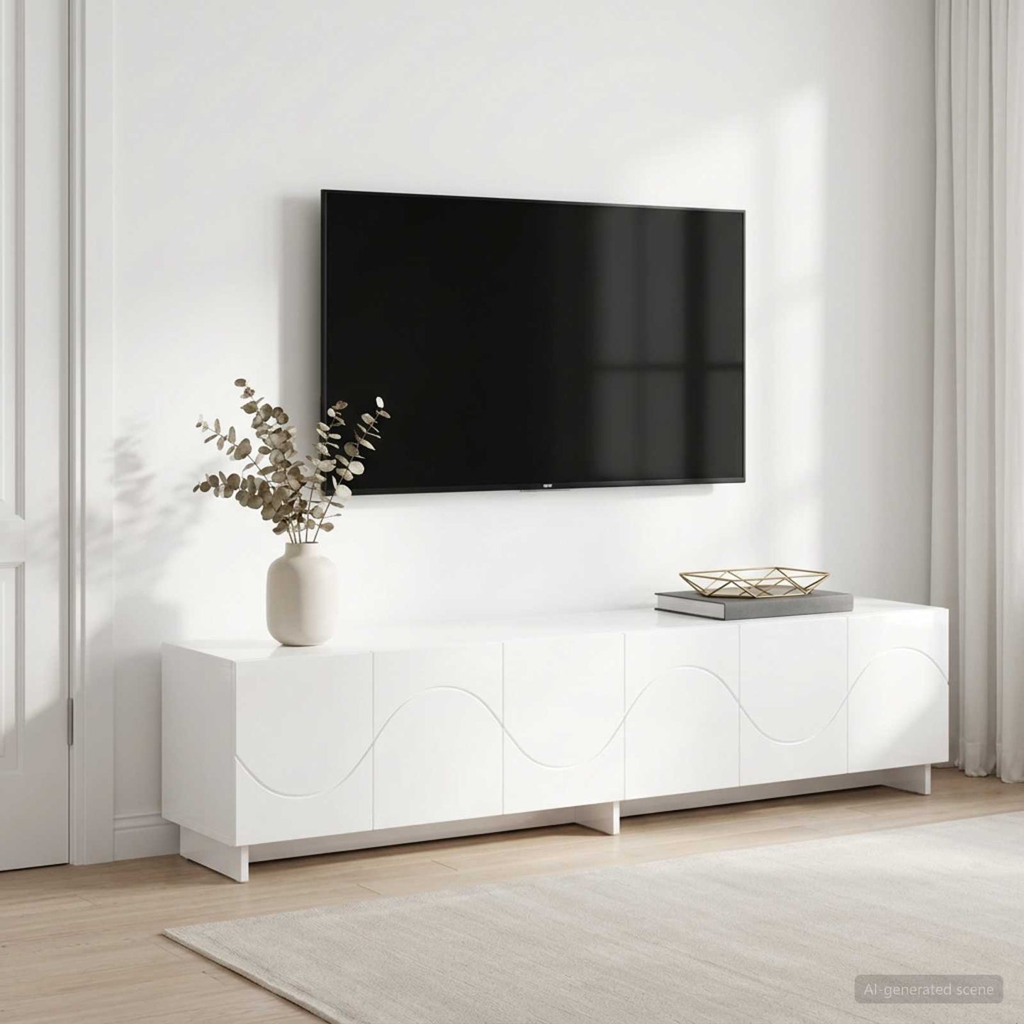 TV-bord 180 x 34,5 x 40 cm Hvid højglans Konstrueret træ