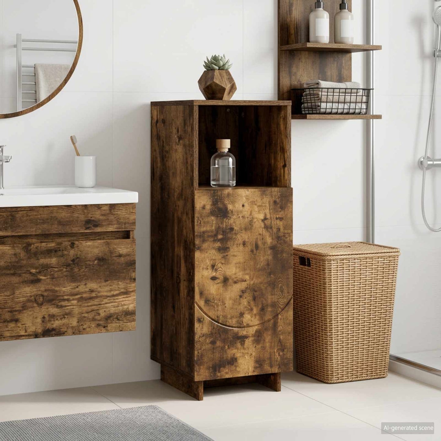Badskab Røget eg 36.5 x 38 x 95 cm Konstrueret træ