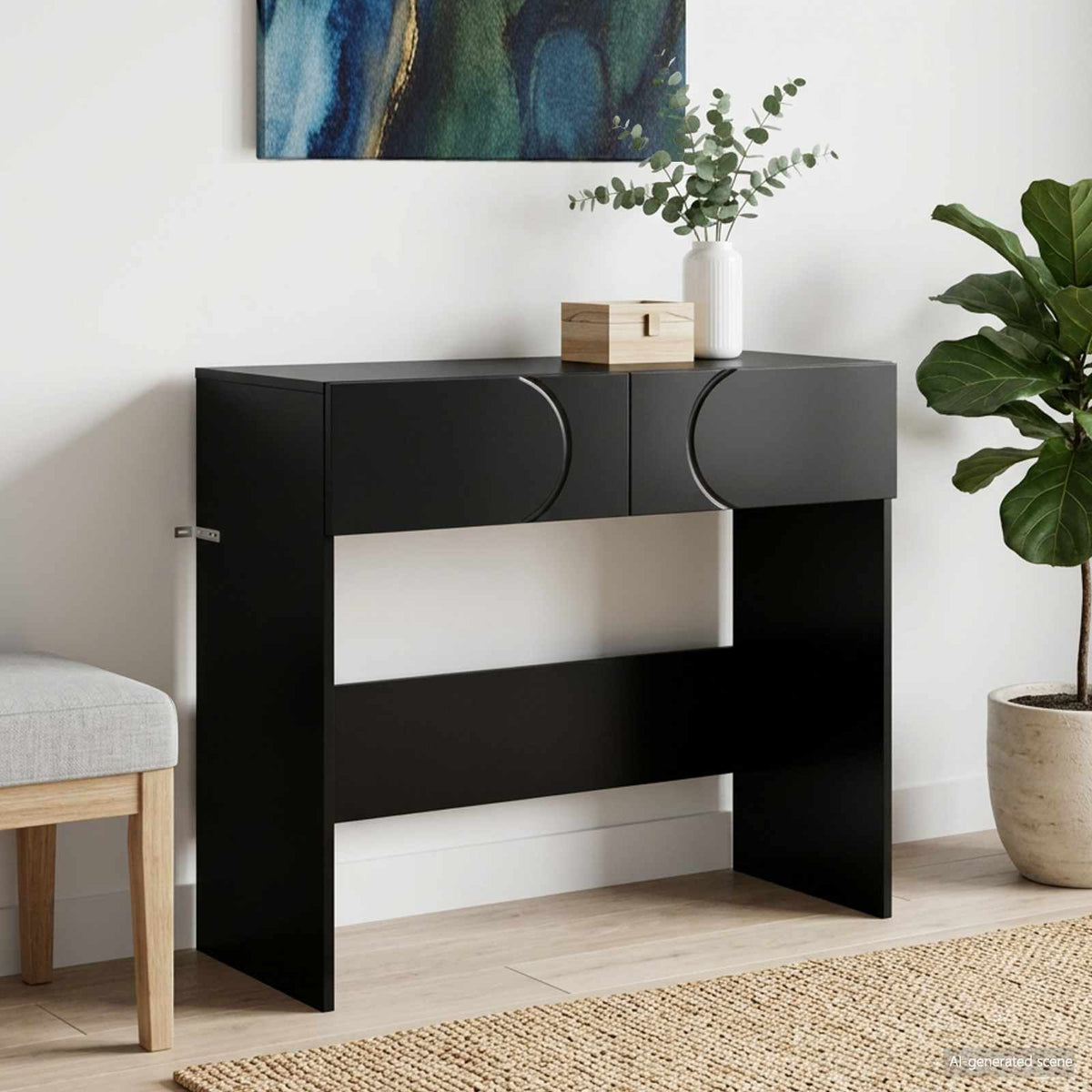 Konsolbord Sort 96,5 x 38 x 75 cm Konstrueret træ