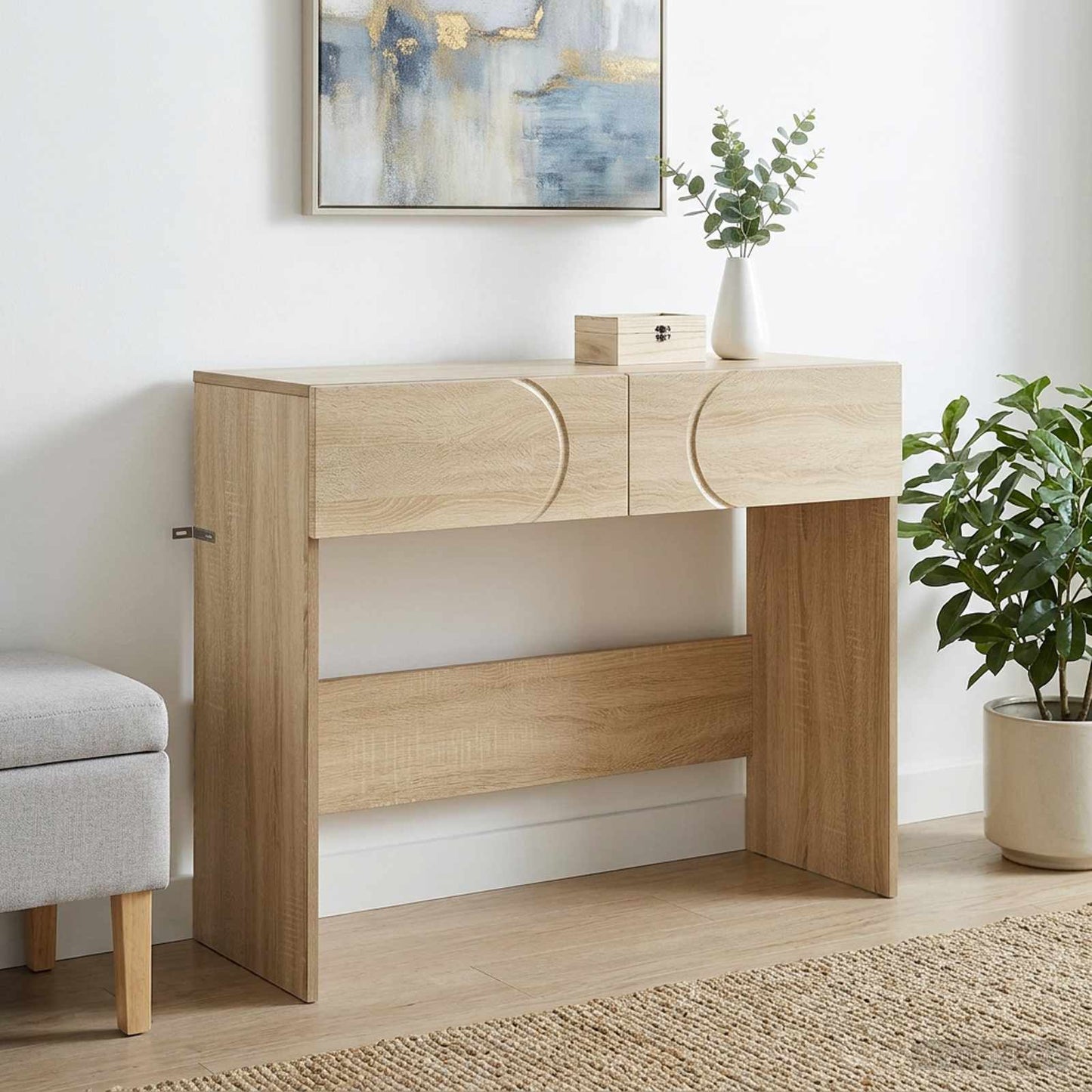 Konsolbord Sonoma-eg 96,5 x 38 x 75 cm Konstrueret træ