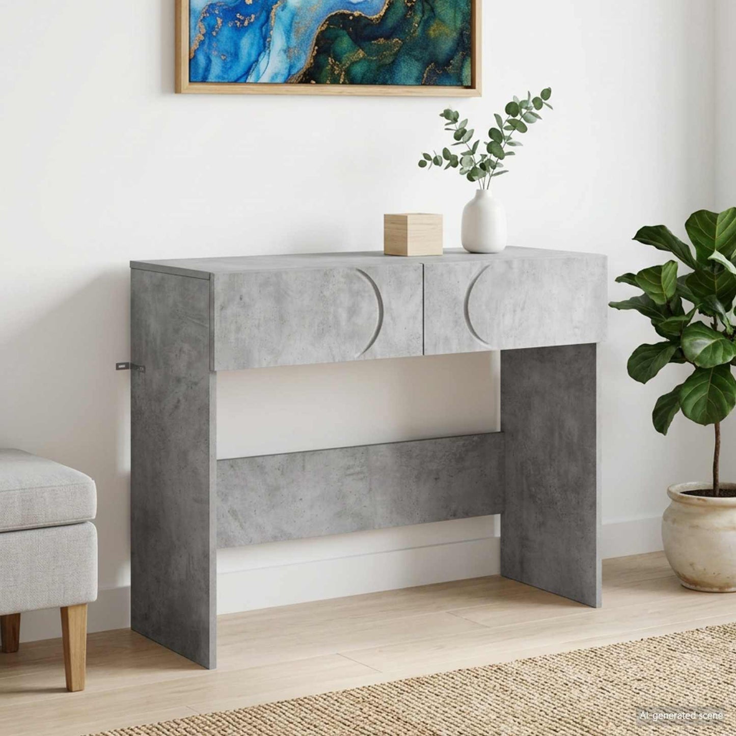 Konsolbord Betongrå 96,5 x 38 x 75 cm Konstrueret træ