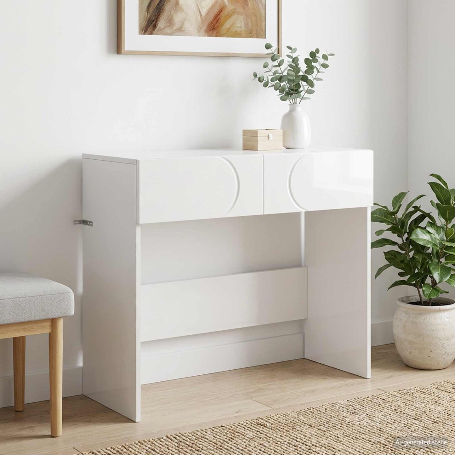 Konsolbord Hvid højglans 96,5 x 38 x 75 cm Konstrueret træ