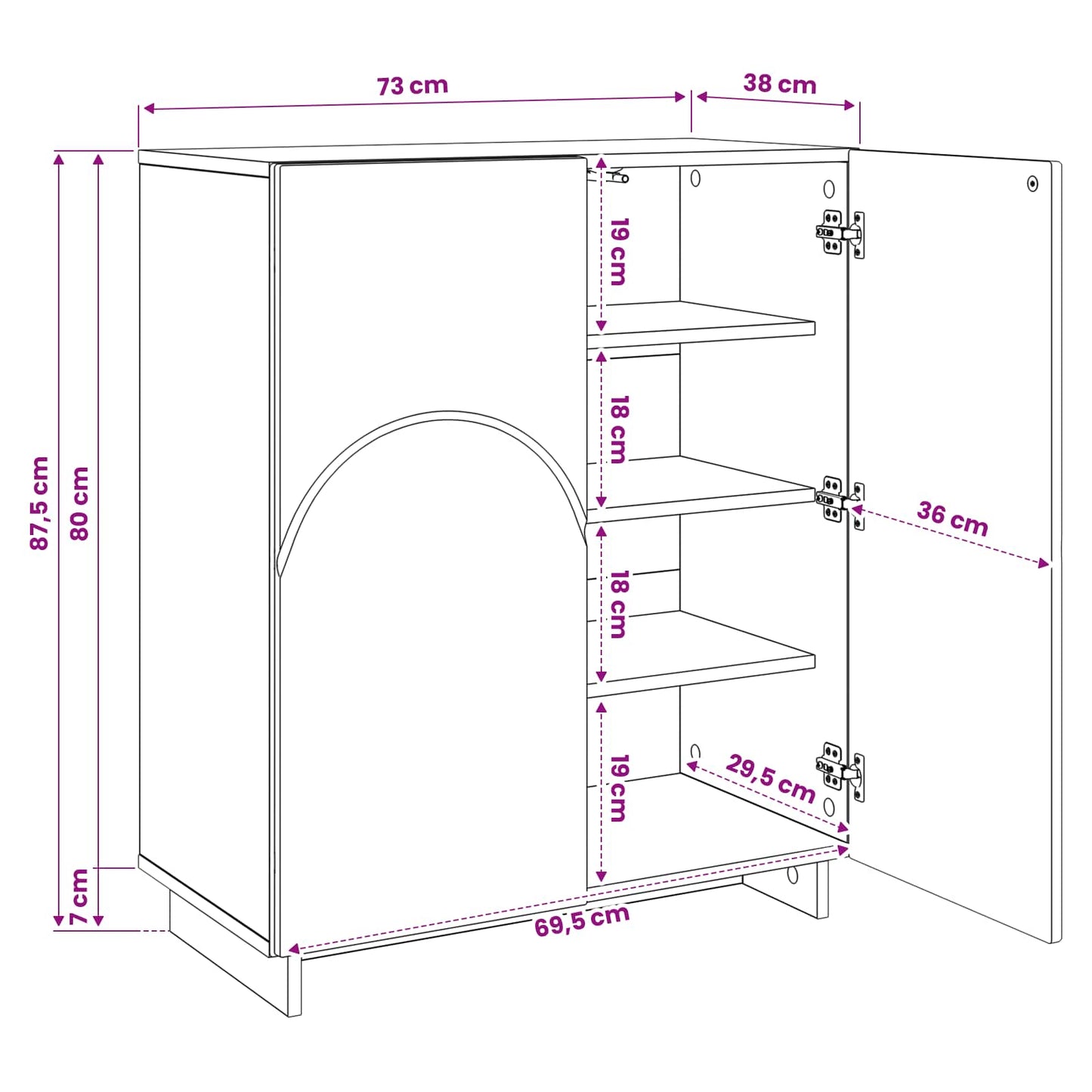 Skoskab 73 x 38 x 87,5 cm Konstrueret træ Sonoma-eg