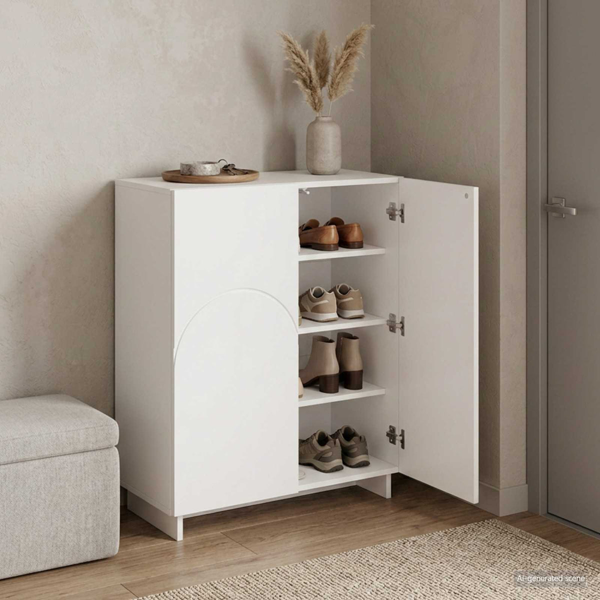 Skoskab 73 x 38 x 87,5 cm Konstrueret træ Hvid højglans