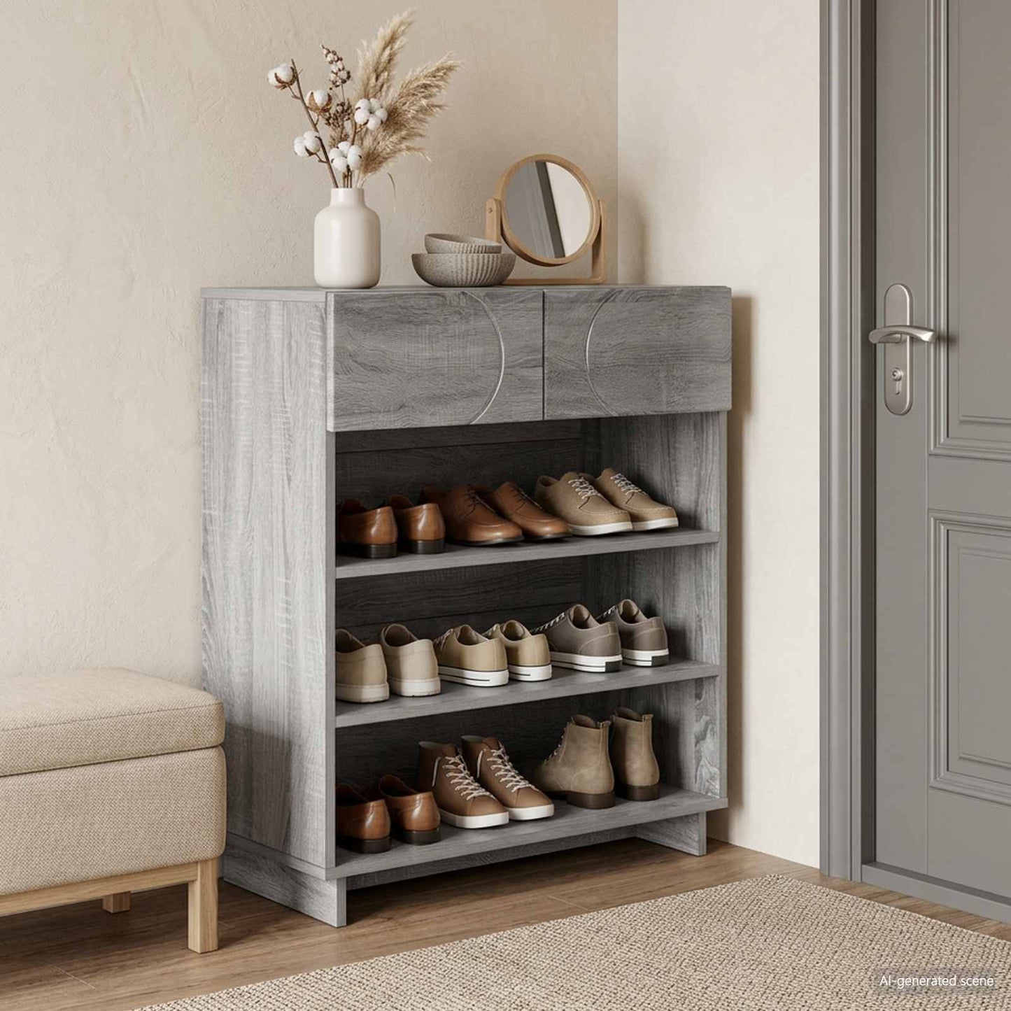 Skoskab 73 x 38 x 87,5 cm Konstrueret træ Grå Sonoma