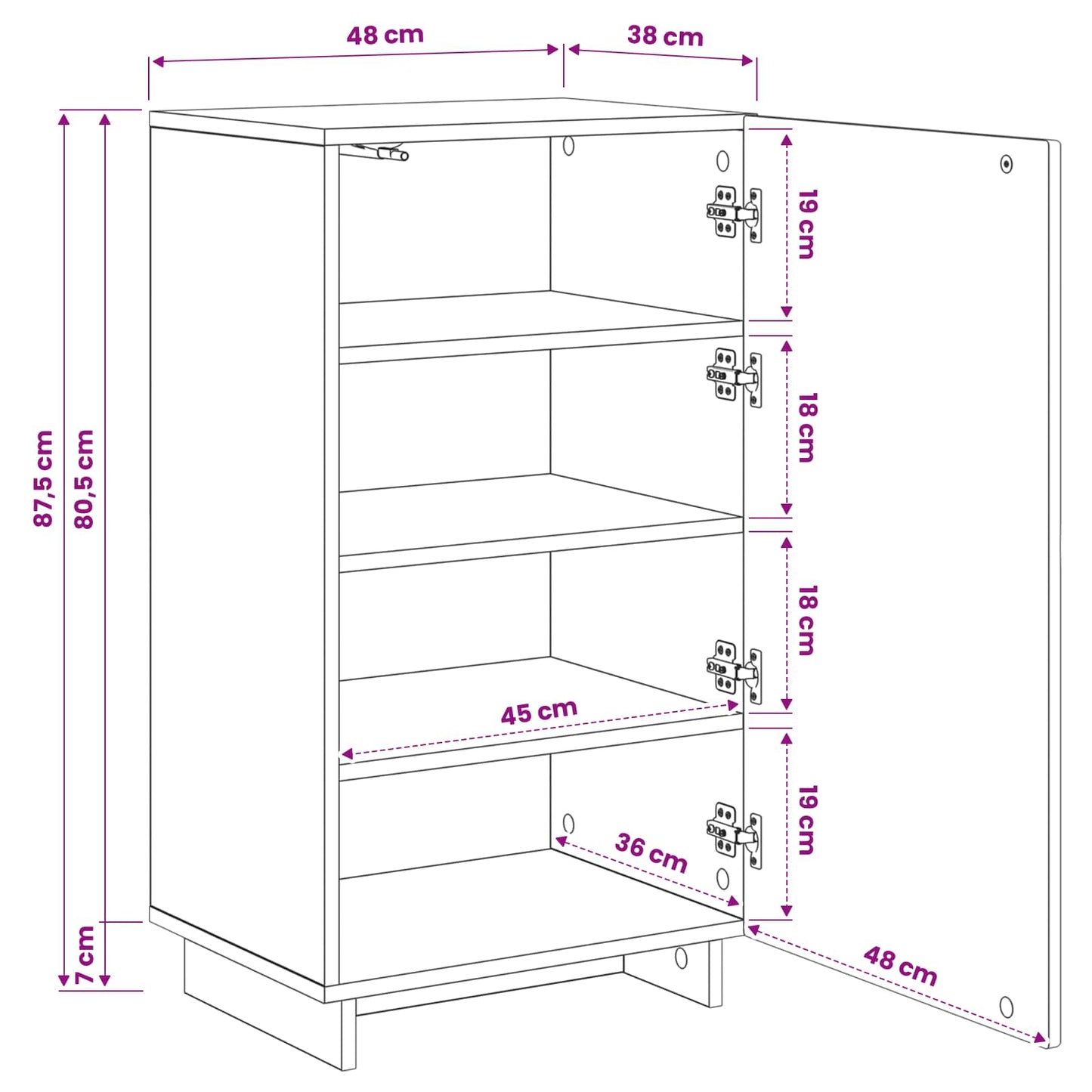 Skoskab 48 x 38 x 87,5 cm Konstrueret træ Sonoma-eg