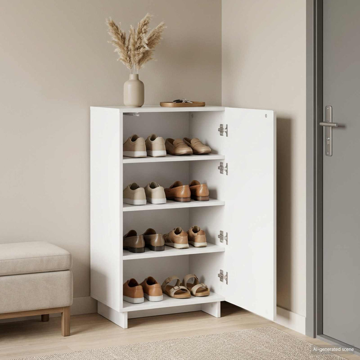 Skoskab 48 x 38 x 87,5 cm Konstrueret træ Hvid højglans