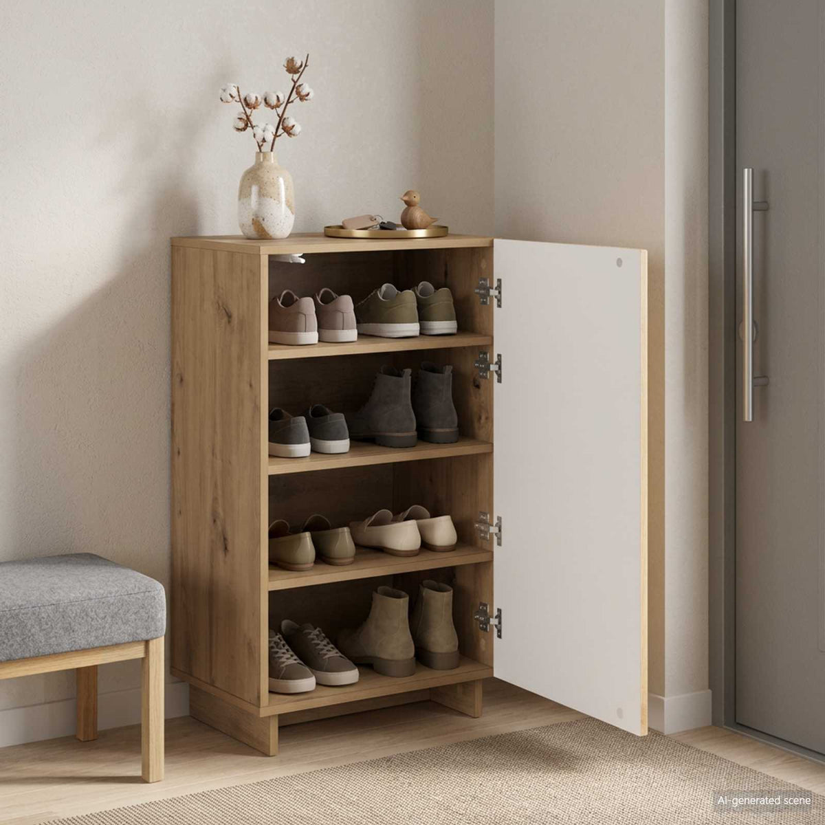 Skoskab 48 x 38 x 87,5 cm Konstrueret træ Artisan-eg