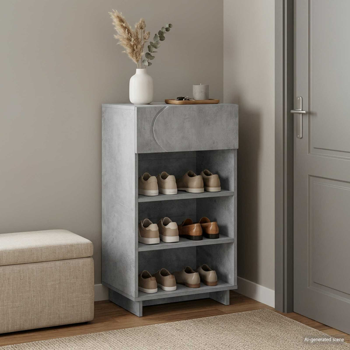 Skoskab 48 x 38 x 87,5 cm Konstrueret træ Betongrå