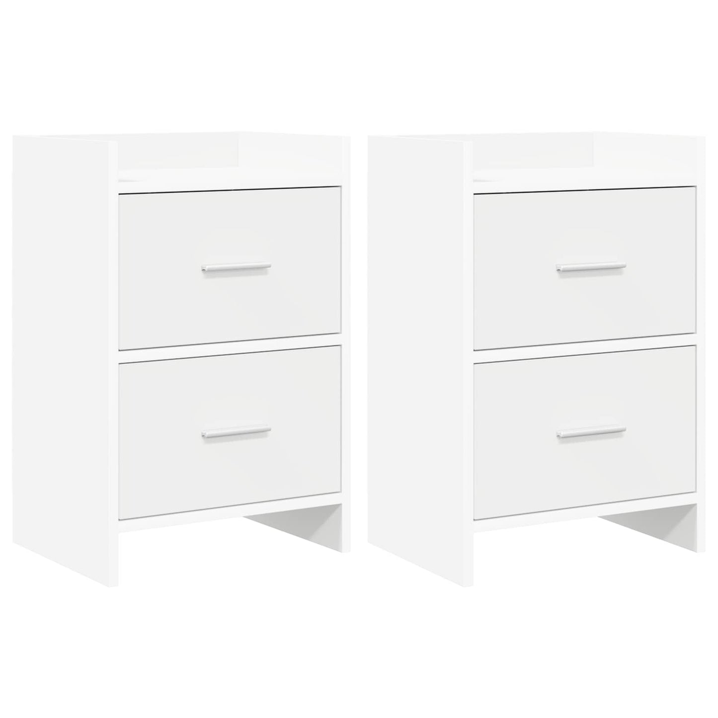 Sengeborde 2 stk. Hvid 40 x 30 x 60 cm Konstrueret træ