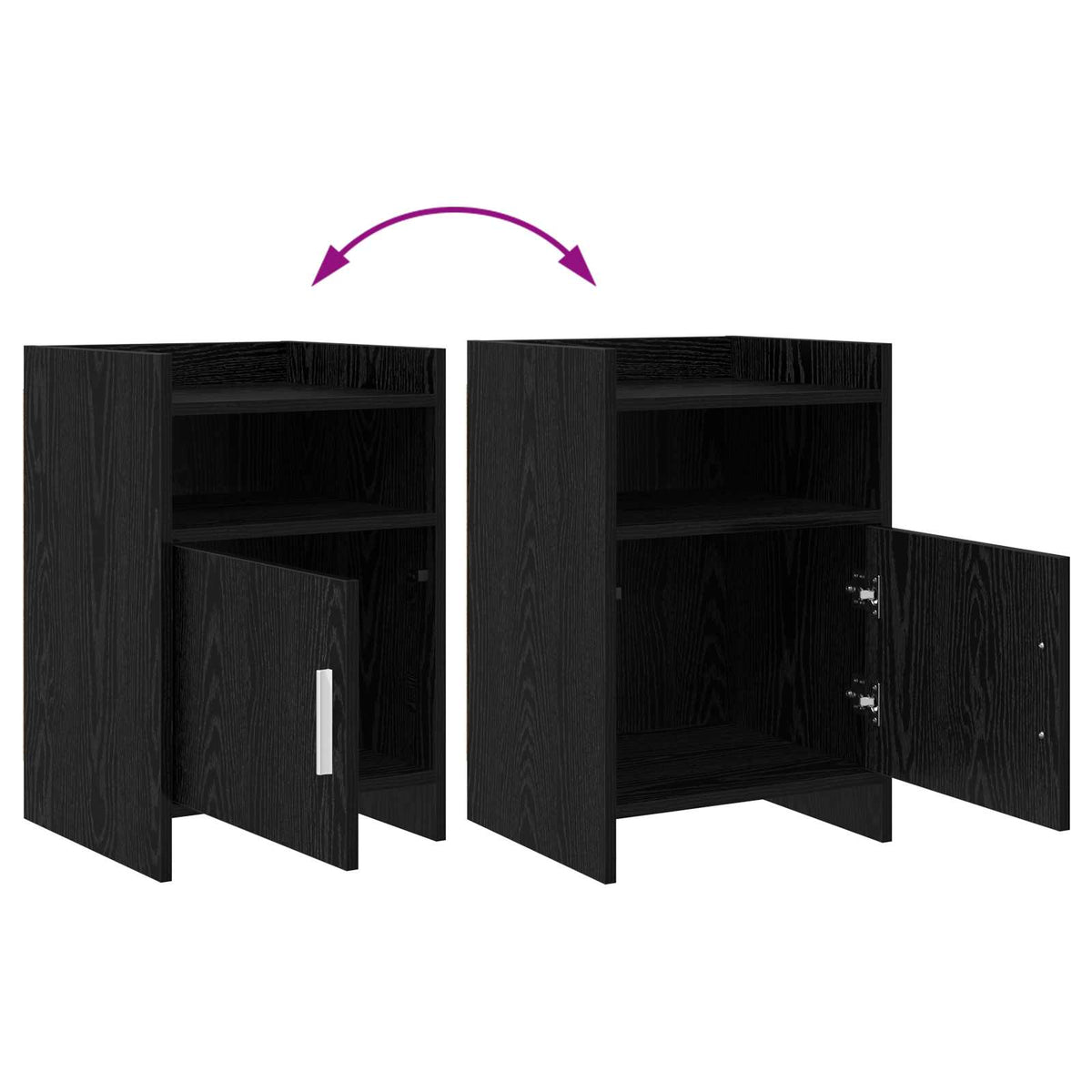 Sengeborde 2 stk. Sort eg 40 x 36 x 60 cm Konstrueret træ
